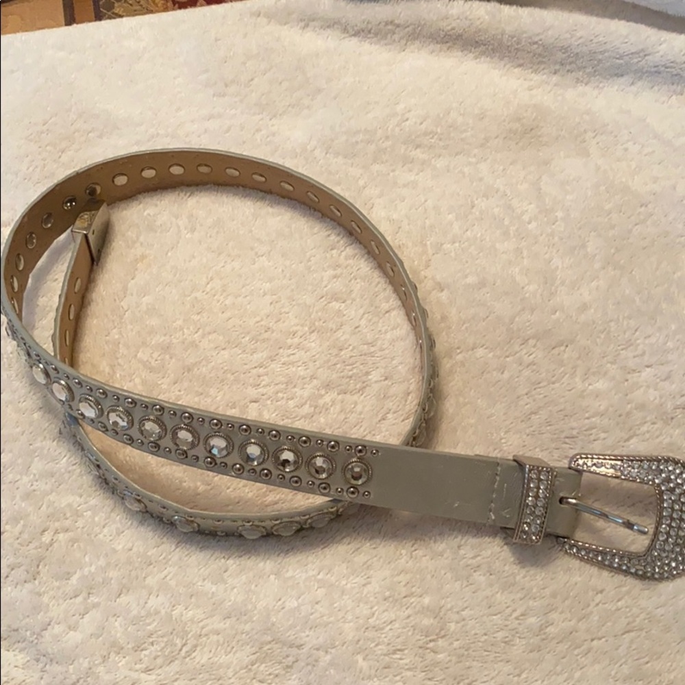 Silver Leather Stud/Bling Belt